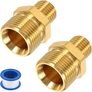 2Pcs Pressure Washer Adapter, M22 14mm Male to M14 Male Quick Connect Fittings Brass Flat Mouth Swivel Adapter with Sealant Tape for Pressure Power Washers Hose