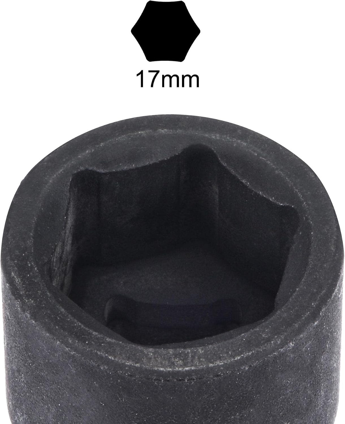 Soquete Raso de Impacto de 6 Pontos, com Diâmetro de 3/8" e Profundidade de 17mm, Tamanho Métrico Padrão CR-MO