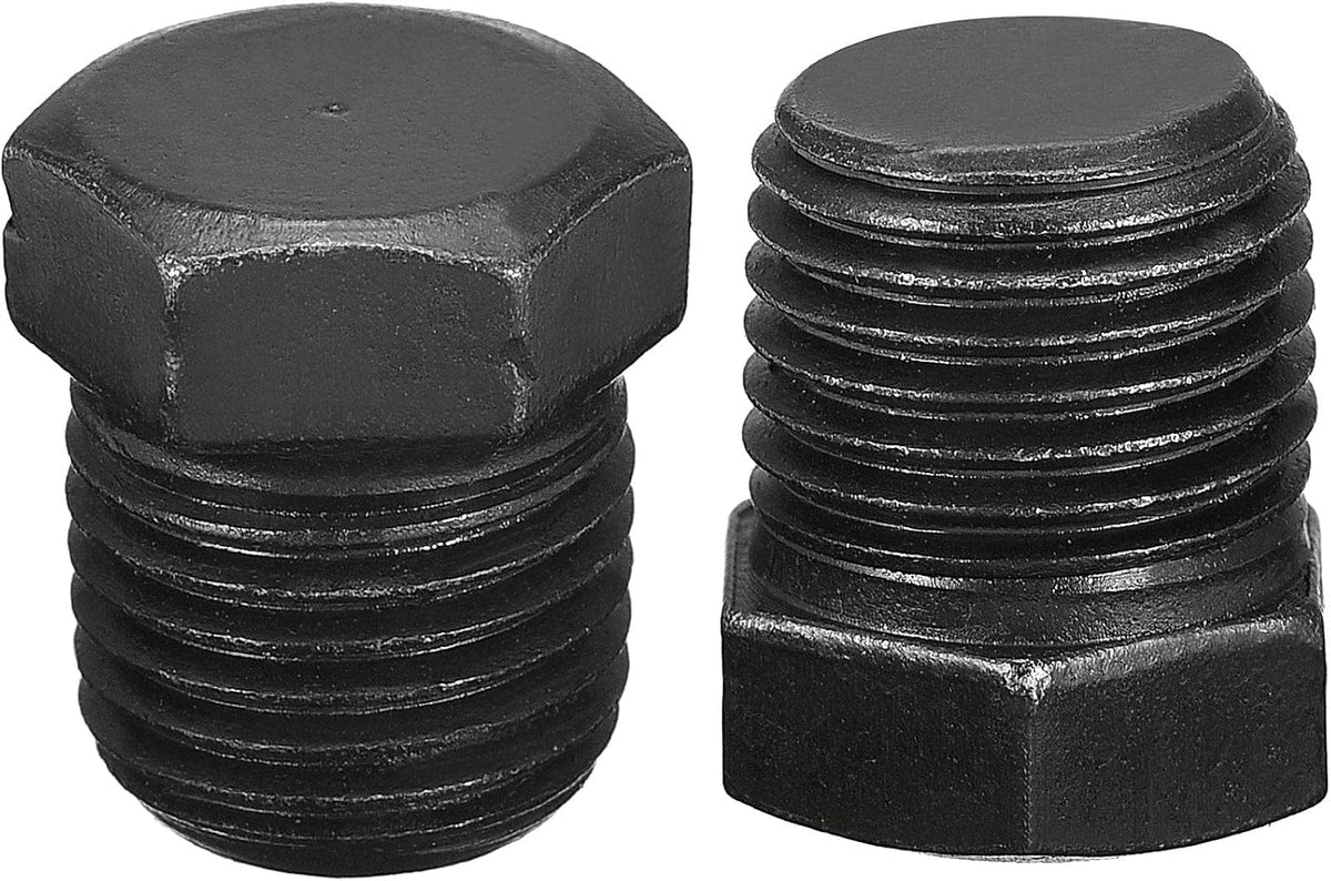 Outer Hex Head Socket Pipe Fitting Plug 1/4PT Male Thread Carbon Steel 2Pcs for Terminate Pipe Ends