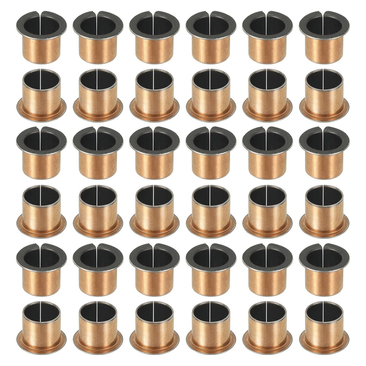 40Pcs Flanged Sleeve Bearing, 15mm Bore x 17mm OD x 15mm Length, 23 x 1.0mm Flange Dia x t Sintered Bronze Bushings Self-Lubricating Bearings for Industrial Equipment