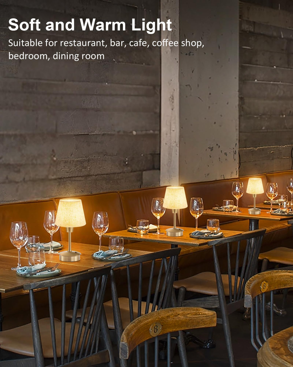 LinkMejor 2 Pack Liten Laddbar Trådlös Bordslampa för Restaurang Bar