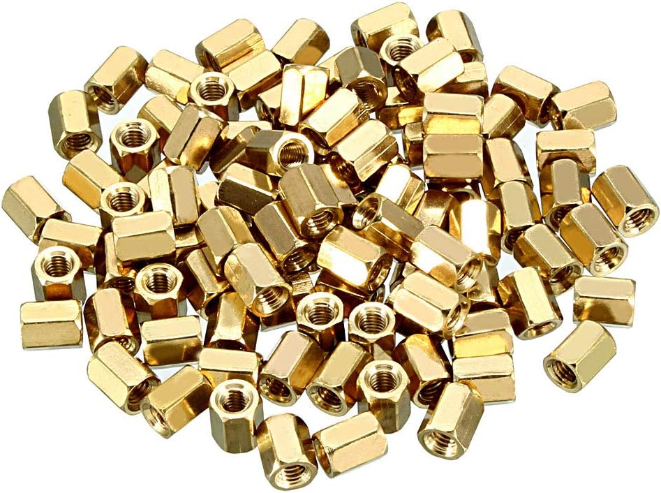 100pcs Brass Straight PCB Pillar Female Thread Hex Standoff Spacer M3x5x6mm