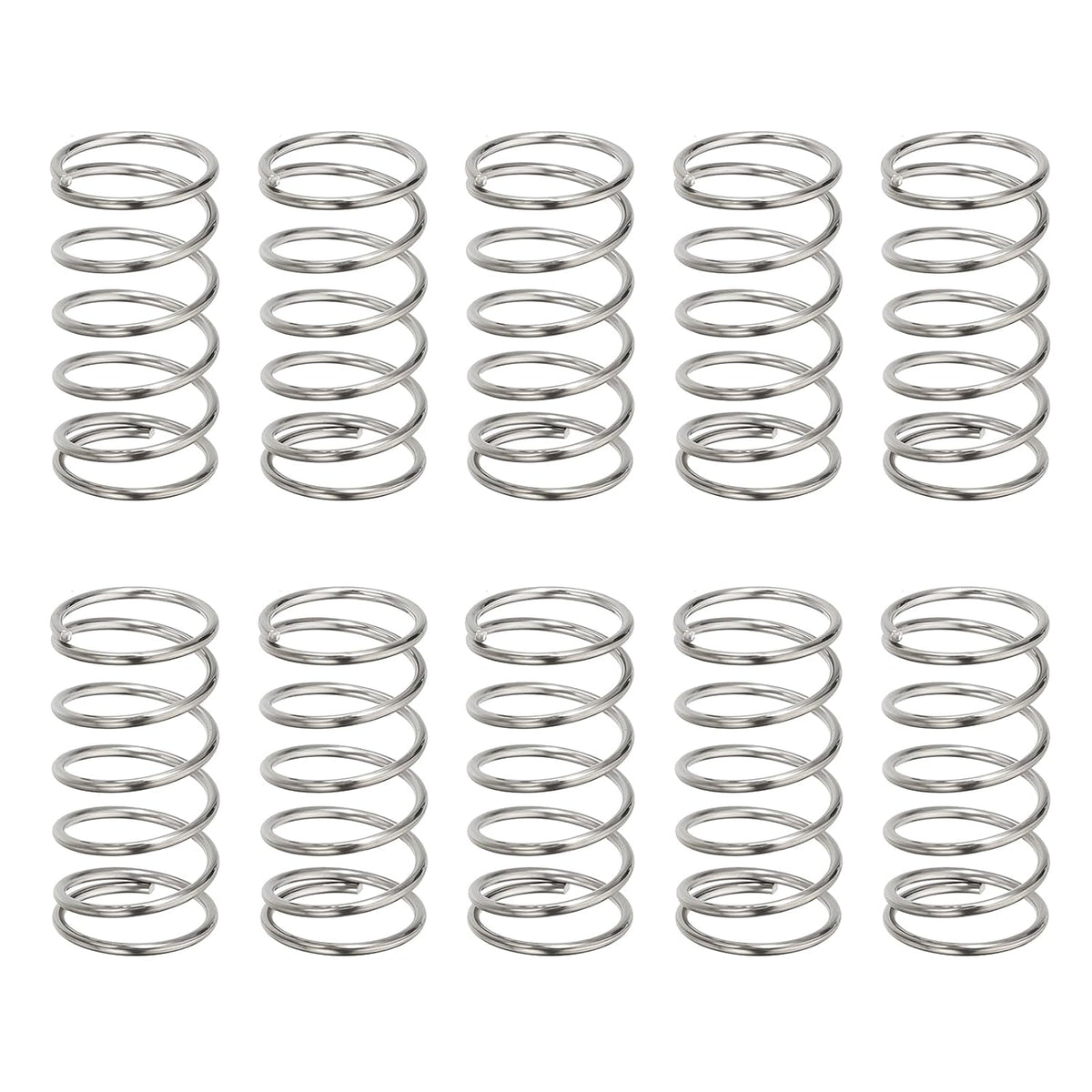 10Pcs Compression Springs, 0.8mm Wire Diameter x 10mm OD x 20mm Length 304 Stainless Steel Extension Spring Ballpoint Pen Pressure Springs for Shop Home Repairs, Silver