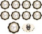 10Pcs 21mm Flower Resin Vintage Clothes Sewing Button Metal Coat Pearl Buttons Craft Accessories for Garment Coat Decoration Crafts DIY Project, Black