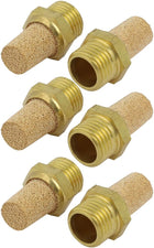 6 Pcs 1/4 inches PT Male Thread Gold Tone Pneumatic Exhaust Noise Silencer Muffler