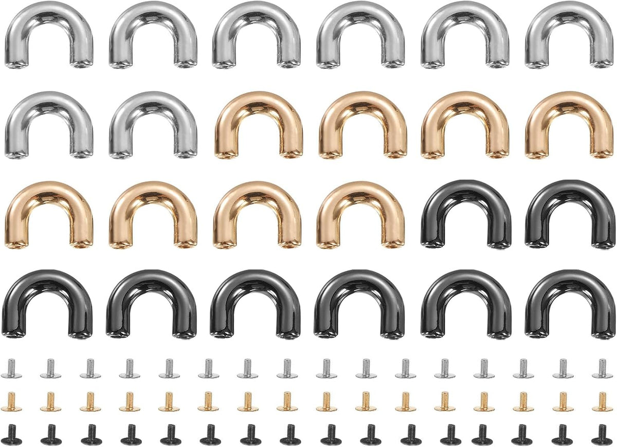 Metal D-Ring Connector Buckles, Alloy Arch Bridge D-Ring Buckles Chain Strap with Screws for Leather Crafts