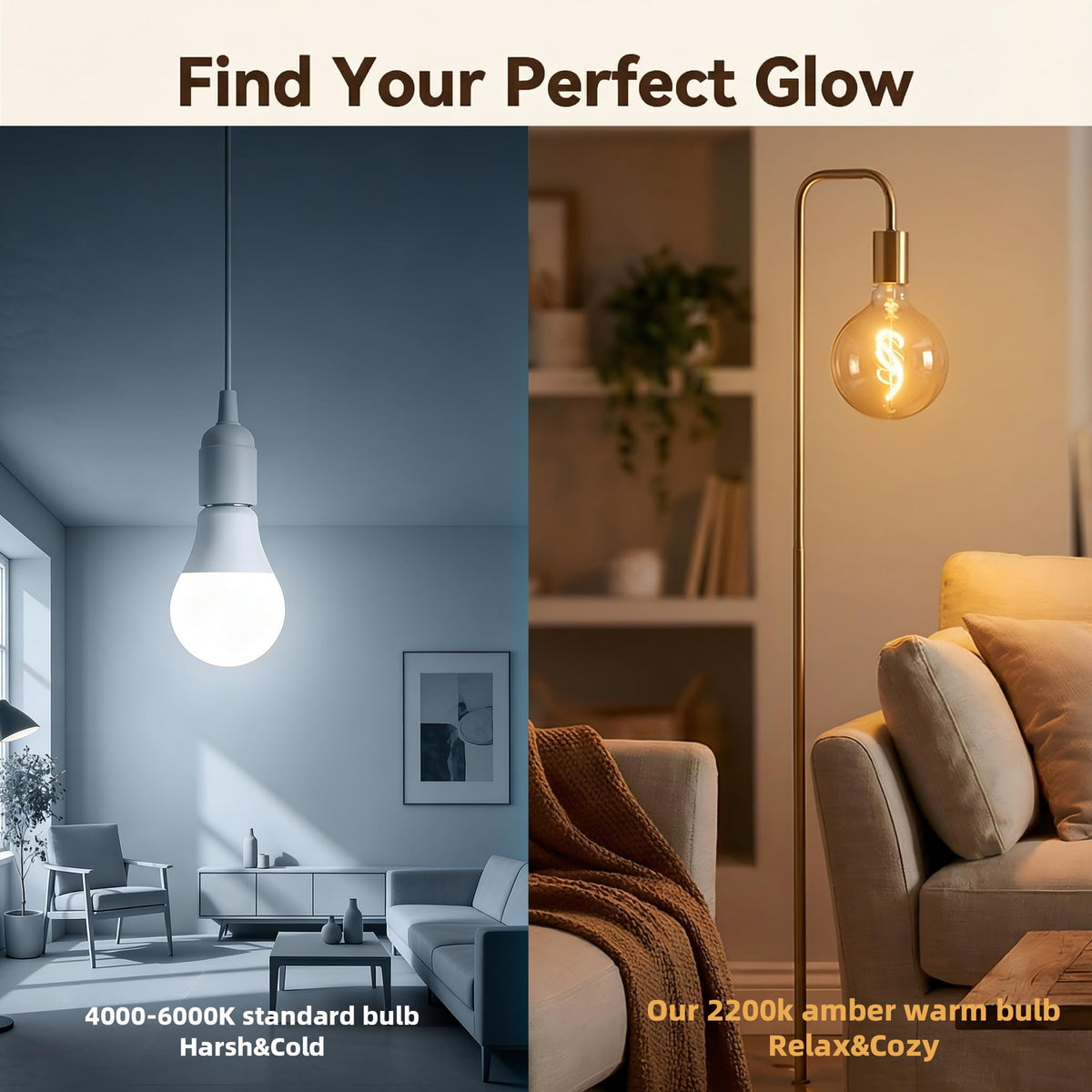 G125/G40 Przekroczony LED Lampa Edisona, Żółty 4W 2200K Regulowana E26 Szklana Kula 1PK