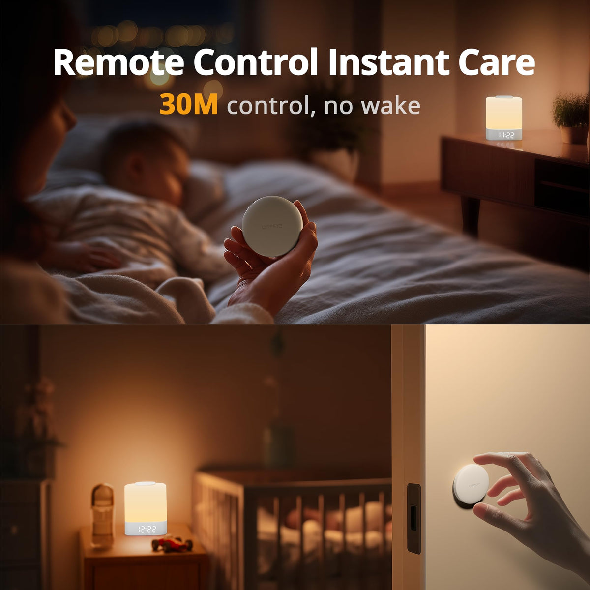 リンクメイオール LED ネイチャリーアクセサリー ナイトライト クロック付き、充電式テーブルランプ、ホワイト
