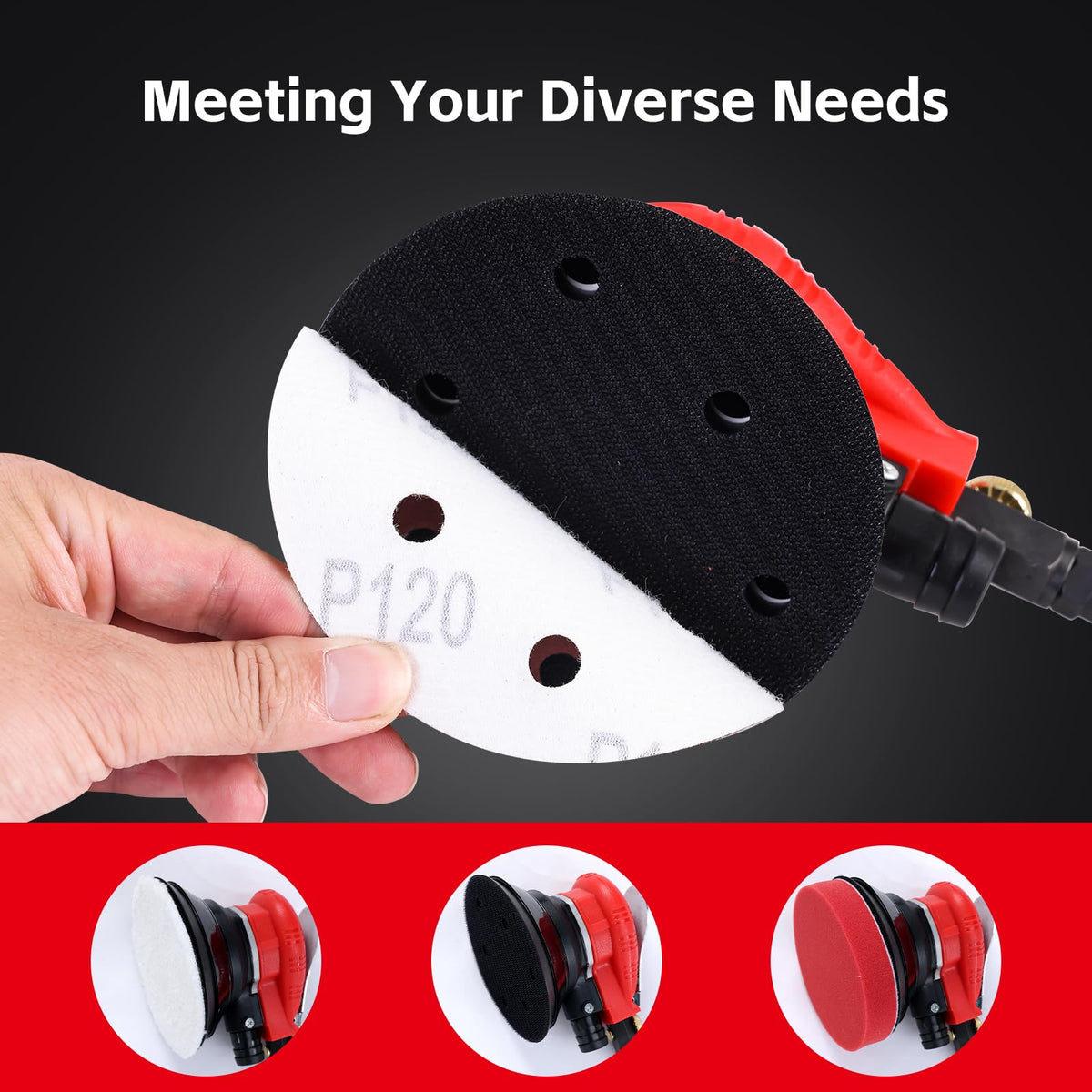LinkMejor Air Random Orbital Sander z dodatkową podstawą 5"&6" 1szt