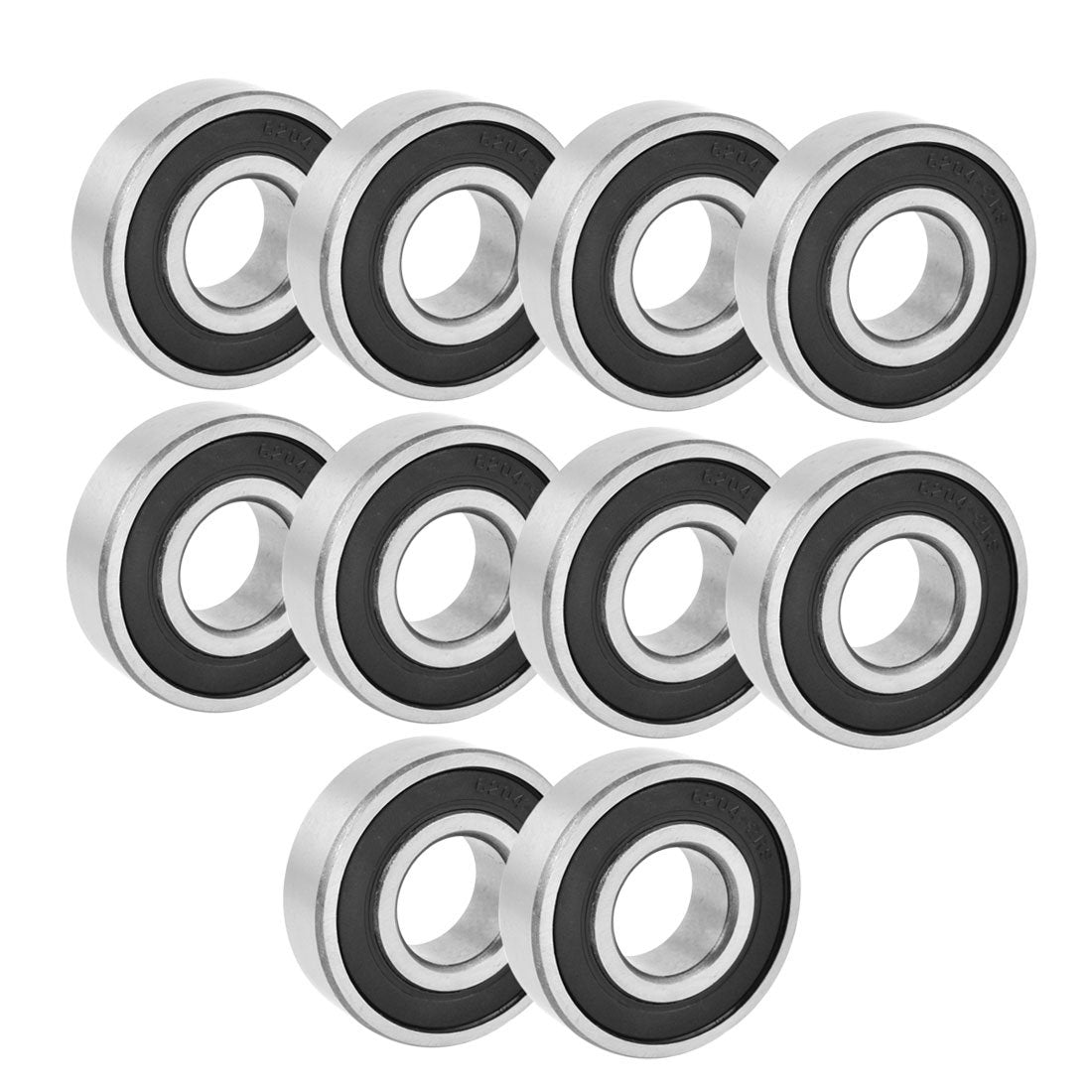 Rubber Deep Groove Radial Ball Bearing 6204-2RS 20mmx47mmx14mm 10PCS