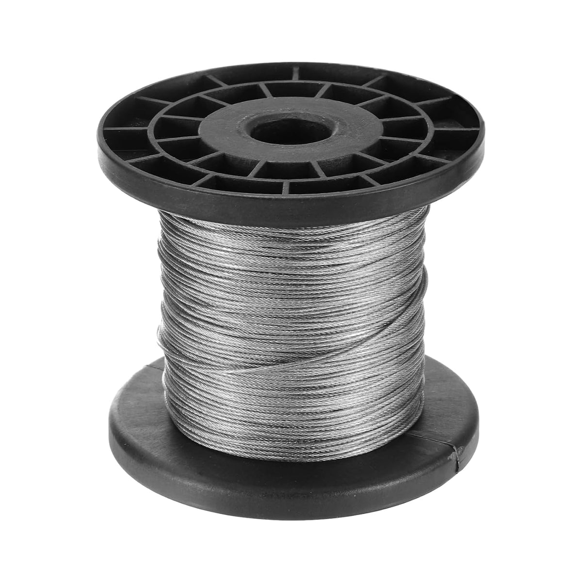 1/32" (0.8mm) 394ft (120m) 304 Stainless Steel Cable Wire Rope 7 x 7 Strands Core PVC Coated Aircraft Wire with Reel for Construction Outdoors Marine Rigging Decking Railings