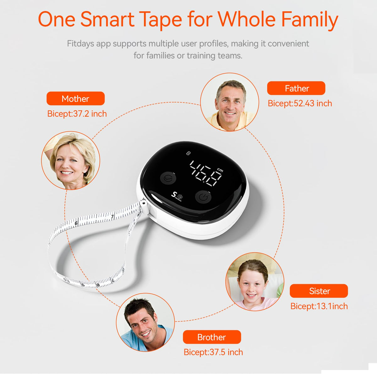 Tape à Mesurer Corporelle, Télescopique Numérique Bluetooth avec Écran LED, Type-C