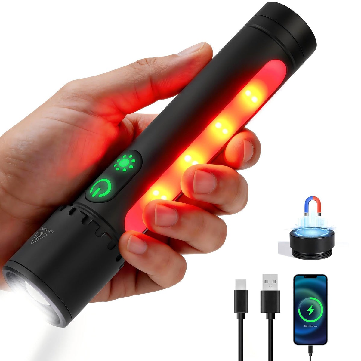 Taaslasketavas EDC lampi, LED töölamp, COB-keltainähtus, must