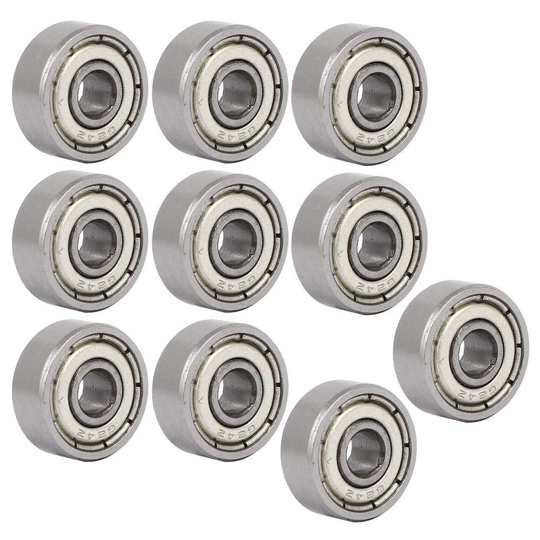 624ZZ 13mmx4mmx5mm Steel Shielded Deep Groove Ball Bearings Silver Tone 10pcs