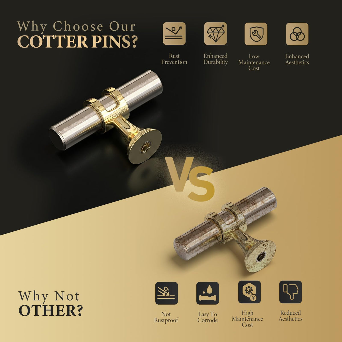 LinkMejor 10Pack Brushed Nickel and Gold Cabinet Knobs