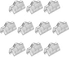 30Pcs Ribbon End Crimp Clamps, 10mm Stripe Texture Copper Pinch Cord End Clasps for DIY Craft Making, Silver White