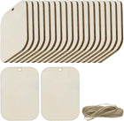 20pcs Rounded Rectangle Blank Wood Tags with Hole 3.5 x 5.5 Inch Unfinished Wood Pieces Wooden Gift Tags with 32.8 Ft Rope for Craft Projects, Hanging Decorations, Gift Making