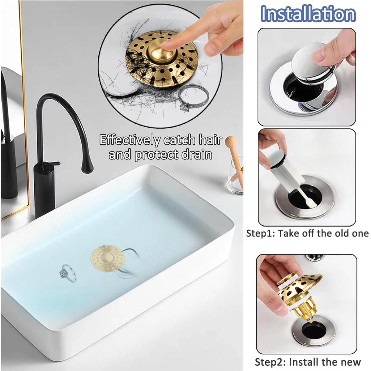 LinkMejor Bagno Con Cancello, Tappo per Lavandino 3 in 1