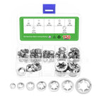 150Pcs Internal Tooth Washers Assortment Kit, 304 Stainless Steel Tooth Locking Ring Washers Quick Speed Nut ing Fastener, 7 Size, Silver