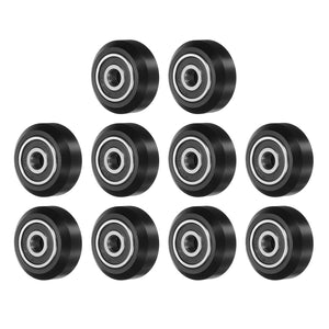 10pcs POM Roller Mesin 3D Printer, Roda Gantry Tinggi Kecepatan Solid V Slot Pulley POM dengan Bearing 625-2RS Double Shield untuk Mesin 3D, CNC (Hitam)