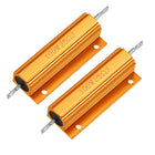 2Pcs Aluminum Case Resistor 100W 25 Ohm Wirewound Yellow for LED Replacement Converter 100W 25RJ