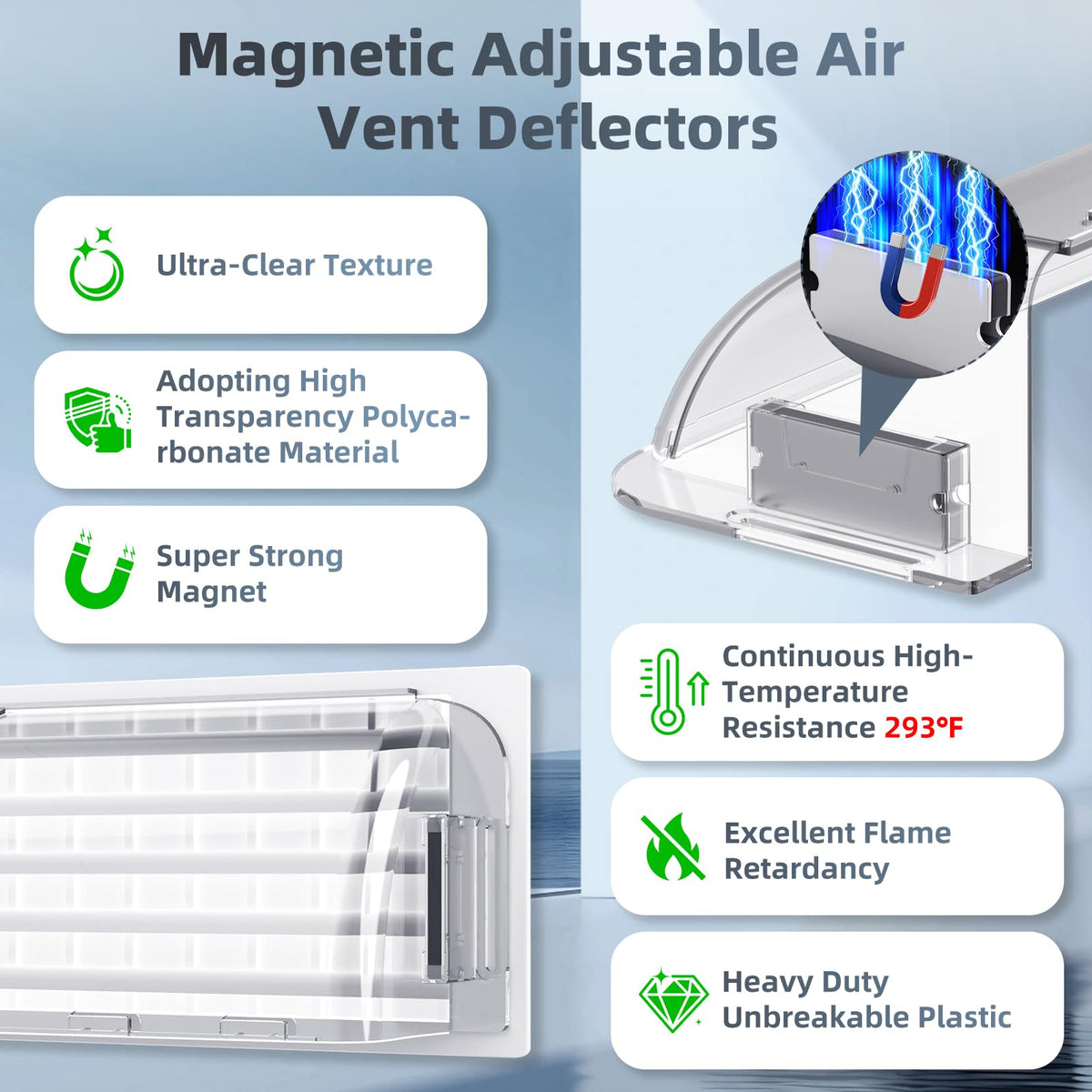 แฟลกเตอร์ลมอากาศแมกเนติก 2 ชิ้น แก้ไขเข็มตัวย่อย HVAC