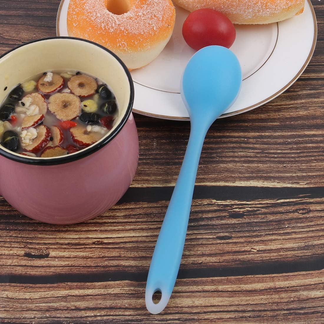 Silicone Cucchiaio da Pranzo Cucchiaio da Tavola Cucchiaio da Dessert Utensili per Cucina Ristorante Viola