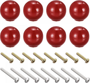 33x35mm Maniglie in Ceramica per Cassetto, 8pz Maniglie a Sfera per Porta Rosse