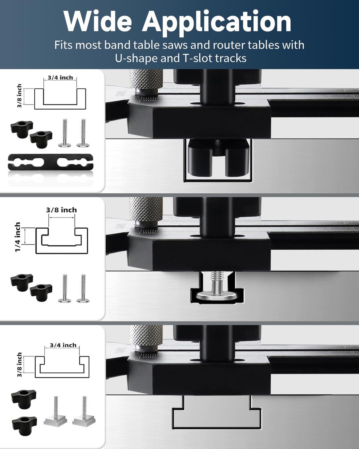 LinkMejor Thin Rip Table Saw Jig, 3 Pulleys & UT Slot, Black