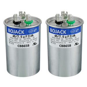 رابط أفضل 2 قطع 45+7.5uF 45/7.5 MFD ±6% 370V/440V CBB65 ملف دائري بداية مزدوجة لمotor AC أو بداية مروحة أو ملف تبريد مستقيم