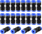 Plastic Straight Union Push to Connect Tube Fitting 6mm OD Push Fit Lock Blue 20pcs