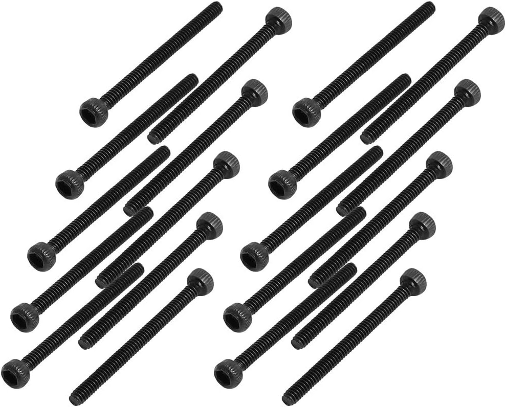 M1.6x20mm Alloy Steel Hex Socket Head Knurled Cap Screw Bolt Black 20pcs