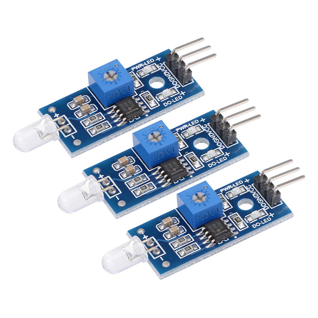 Photosensitive Diode Sensor Light Detection Photodiode Module with Digital Output for Smart Car 3pcs