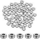 50 Pcs Stainless Steel Spacer Beads, 4mm Flat Round Beads Metal Heishi Bead Long-Lasting Rondelle Disc Spacers for Bracelet Necklace Jewelry Making, Silver