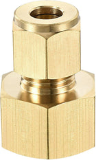 Compression Tube Fitting G1/2 Female Thread x 8mm Tube OD Straight Coupling Adapter Brass