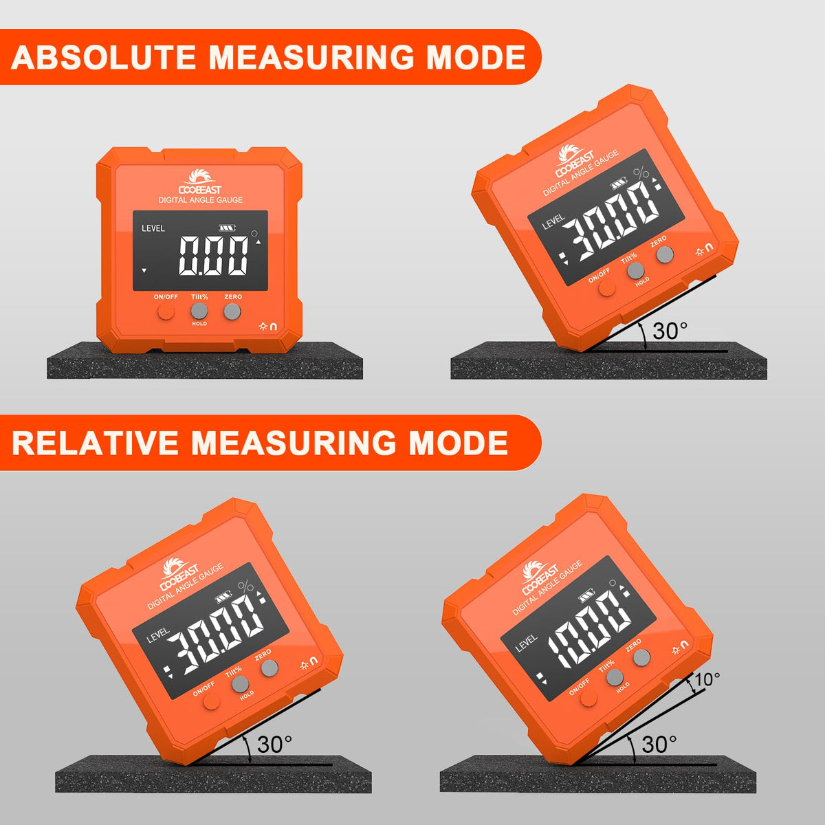 Trouveur d'angle numérique avec base magnétique compact Niveau protracteur numérique orange