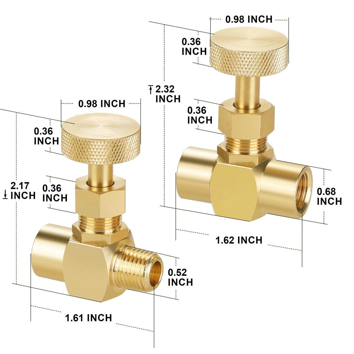 LinkMejor 3stk 1/4" nålventil, bronse