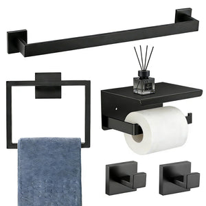 5-Pecas Conjunto de Acessórios de Banheiro, Conjunto de Hardware de Banheiro em Preto Mate