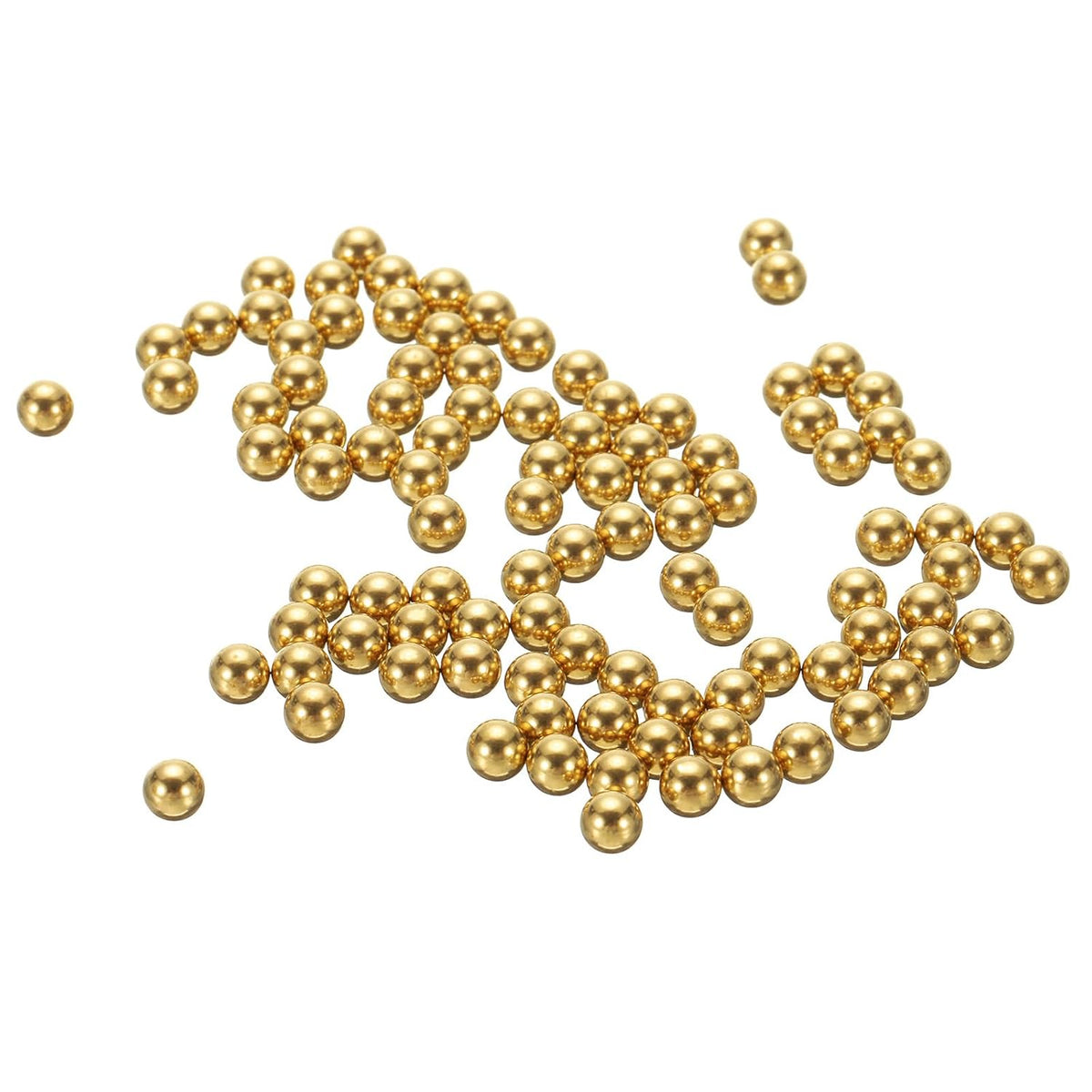 100 Pcs Precision Solid Brass Bearing Balls 3/16" (4.763mm) Industrial Brass Ball Spheres for Machinery, Automotive, and DIY (H62 Brass)