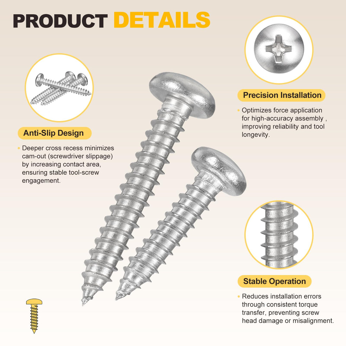 LinkMejor Phillips Pan Head Self Tapping Screw #14x5/8 50 Stycke