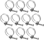 10Pcs Double Wire Hose Clamp, 32-36mm Adjustable Stainless Steel Wire Hose Clips with M6 Bolt for Dust Collection Hose, Pump Hose Pipe