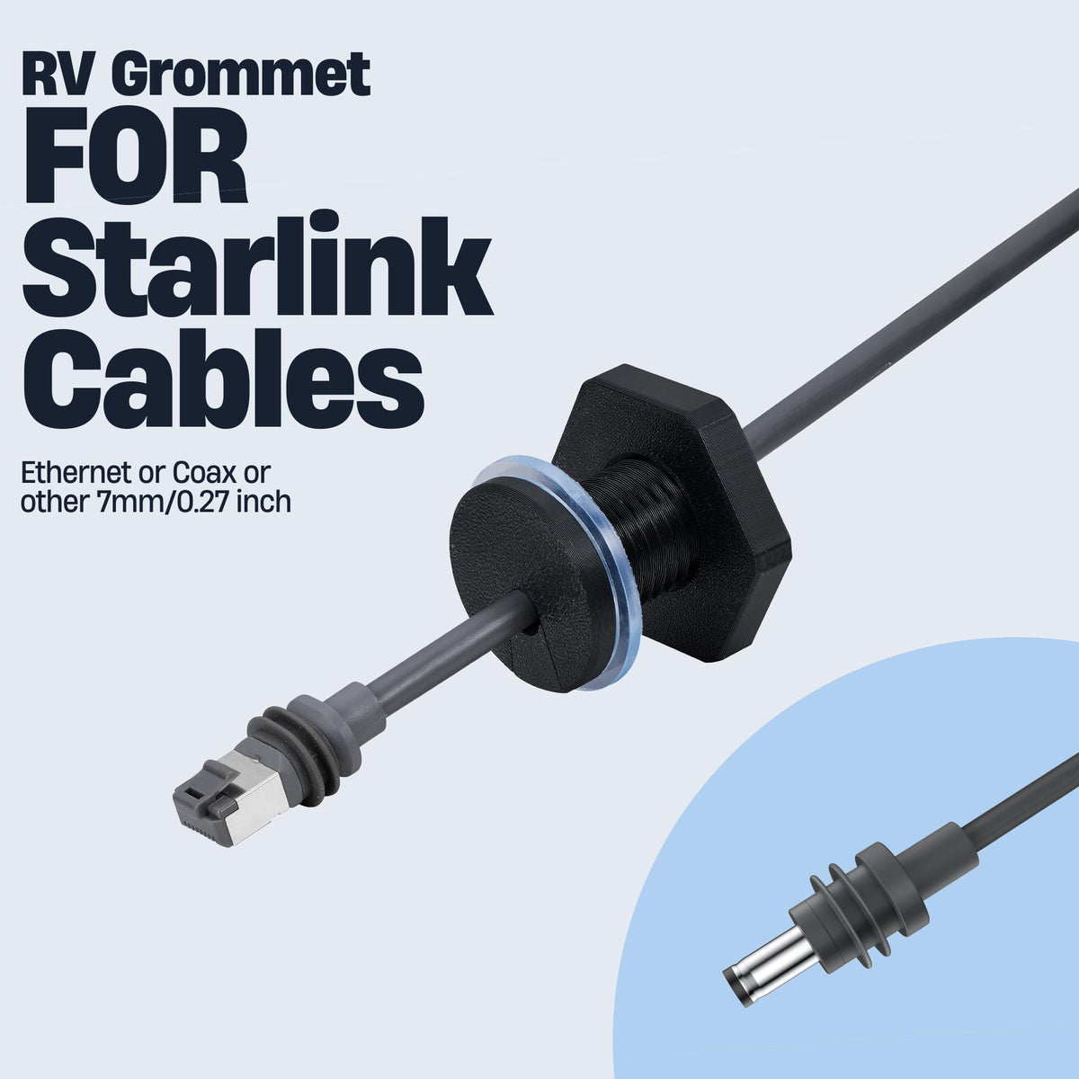 RV Kabel Gennemgangs kit til Starlink, Camper Væg Kabel Grommet 35mm 2stk