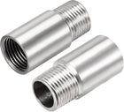Shower Head Extension Arm Stainless Steel 1/2PT Male to 1/2PT Female Thread 50mm Length Cast Pipe Fitting Coupler 2Pcs