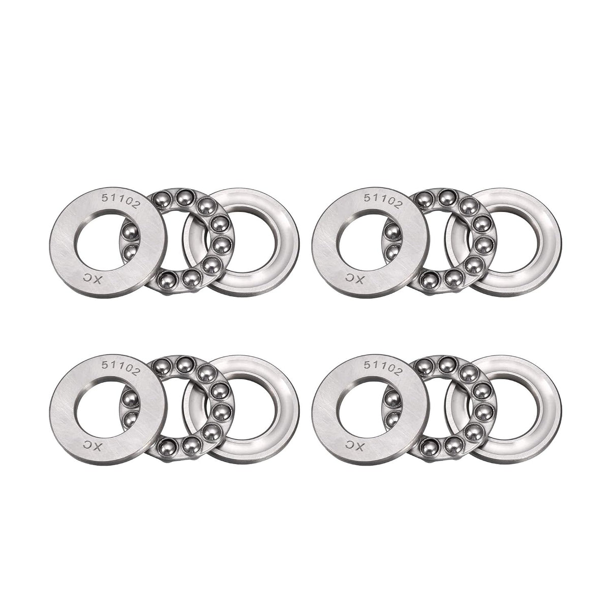 51102 Miniature Thrust Ball Bearing 15mm x 28mm x 9mm Chrome Steel with Washer 4pcs