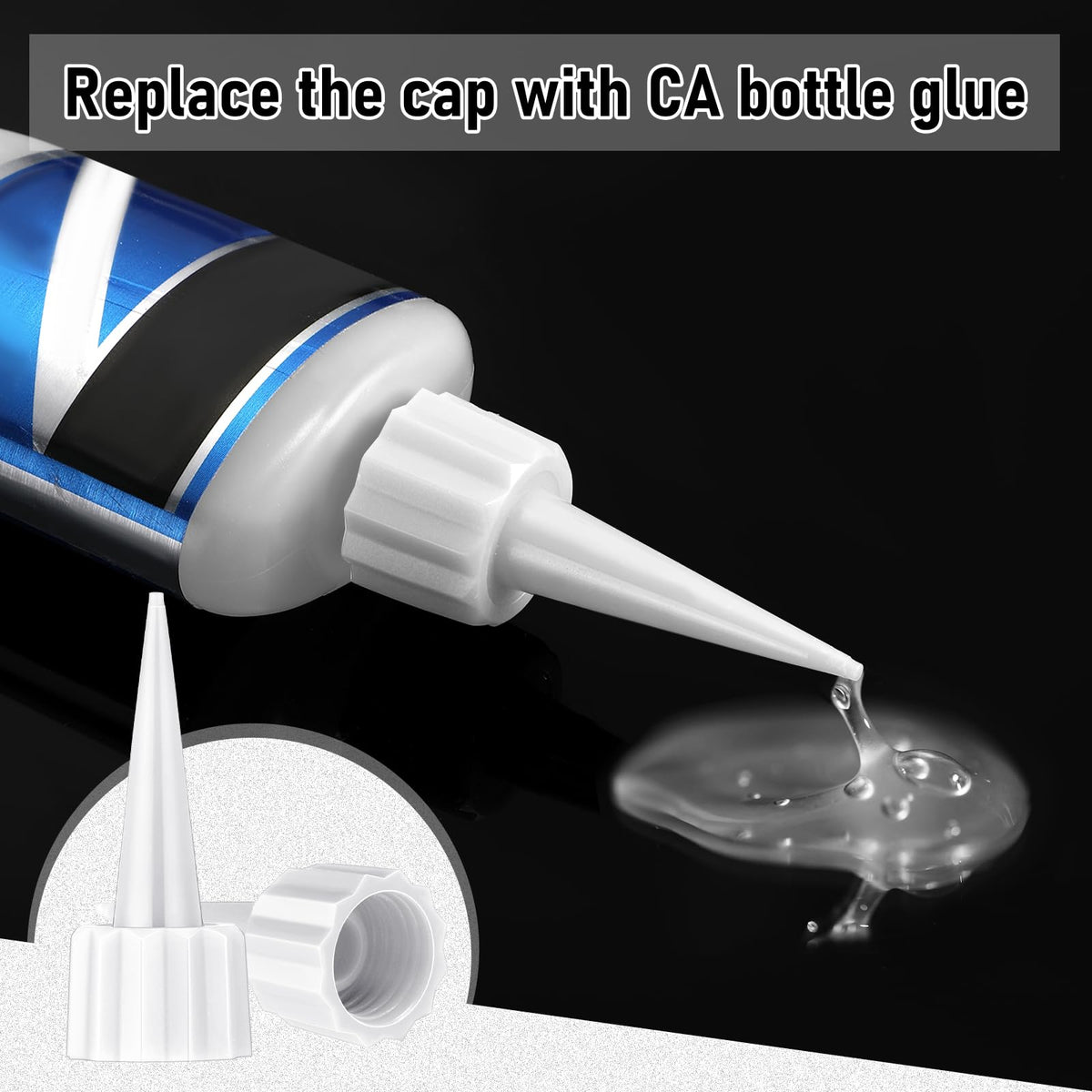 LinkMejor 24 stk 312 ekstra Tips til Ca Glue Snip Tip Applicator Tips, Hvid