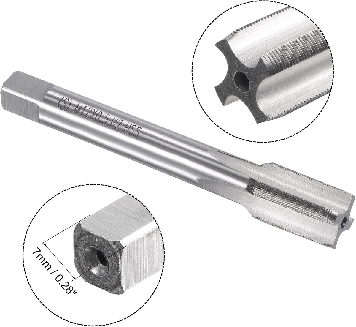 M12 x 0.5mm Metrisches Gewindebohrer- und Mutterset, Maschinengewindebohrer mit runder Gewindestange, Gewindebohrer- und Mutterset zum Reparieren von Mutter-Schraubenbolzen Gewinde