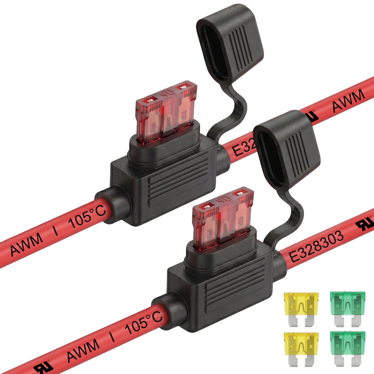 ลิงก์เมโจร์ 2 แพ็ค 10 AWG Inline Fuse Holder 12V, ตัวเครื่องมือที่ได้รับการรับรองของ UL