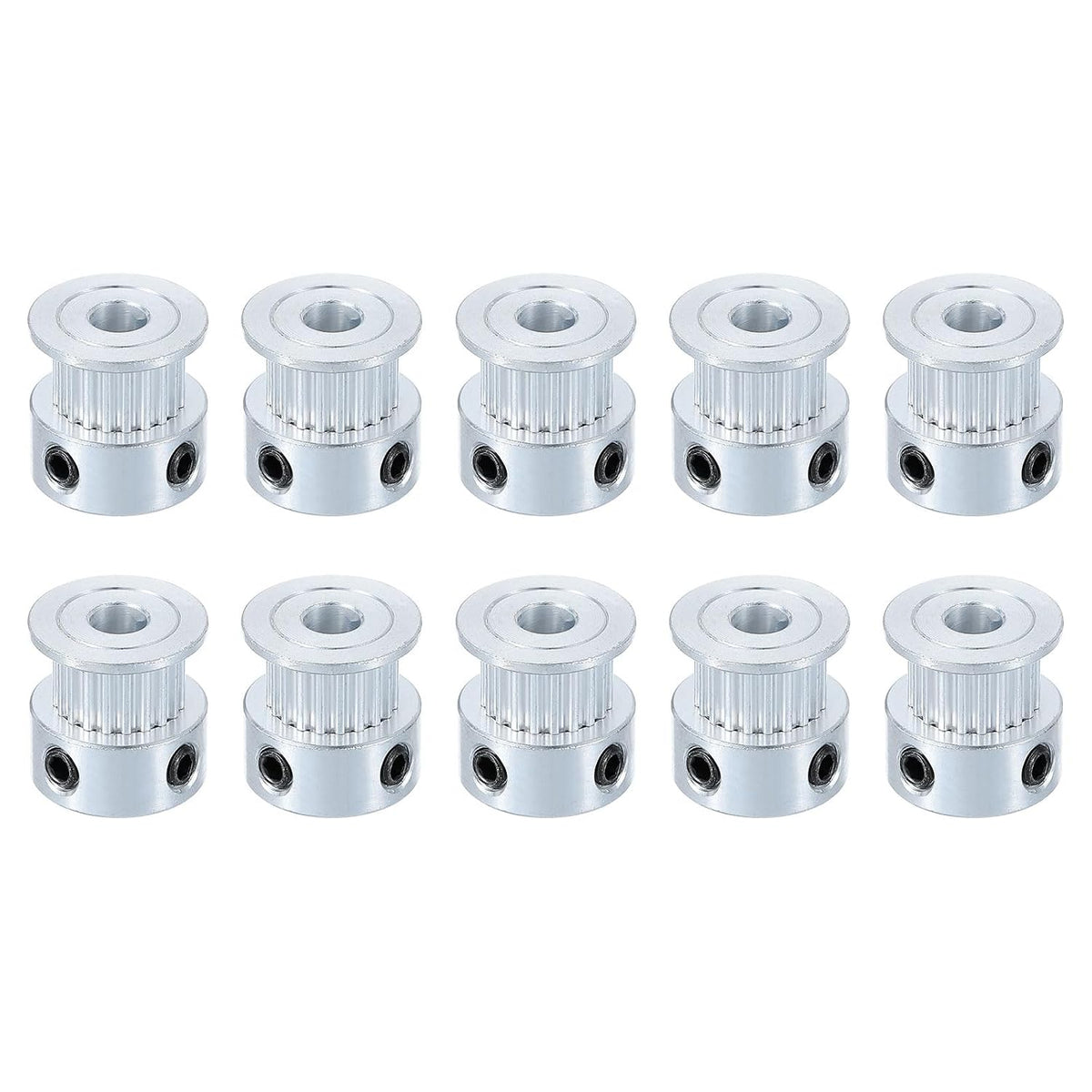 10 Pcs Aluminum 20 Teeth 5mm Bore 6mm Width Timing Belt Pulley Wheel Idler Pulley Synchronous Wheels Gear Part for 3D Printer, Silver