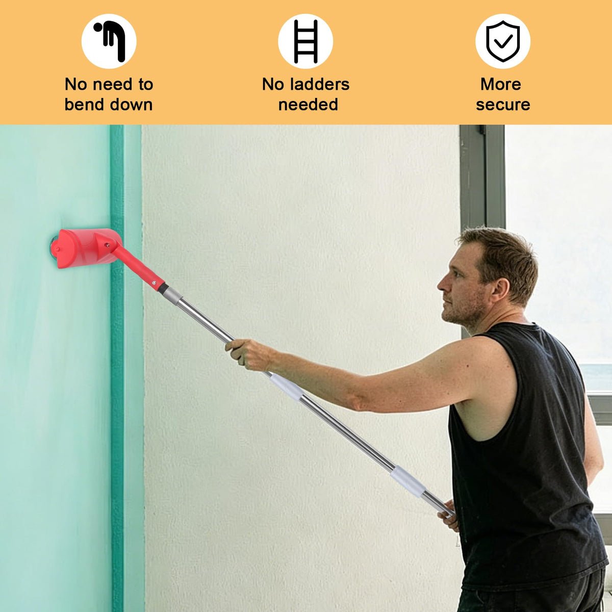 Tavan Boya Rulo No Drip Set – 8FT Uzantı Çubuğu Boya Rulo Kalkan