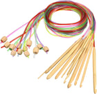 Crochet Hooks, 12pcs 3-10mm Bamboo Afghan Tunisian Crochet Hooks Knitting Needles Kit with Plastic Cable, Weaving Tool for Beginners and Crochet Lovers, Multicolor